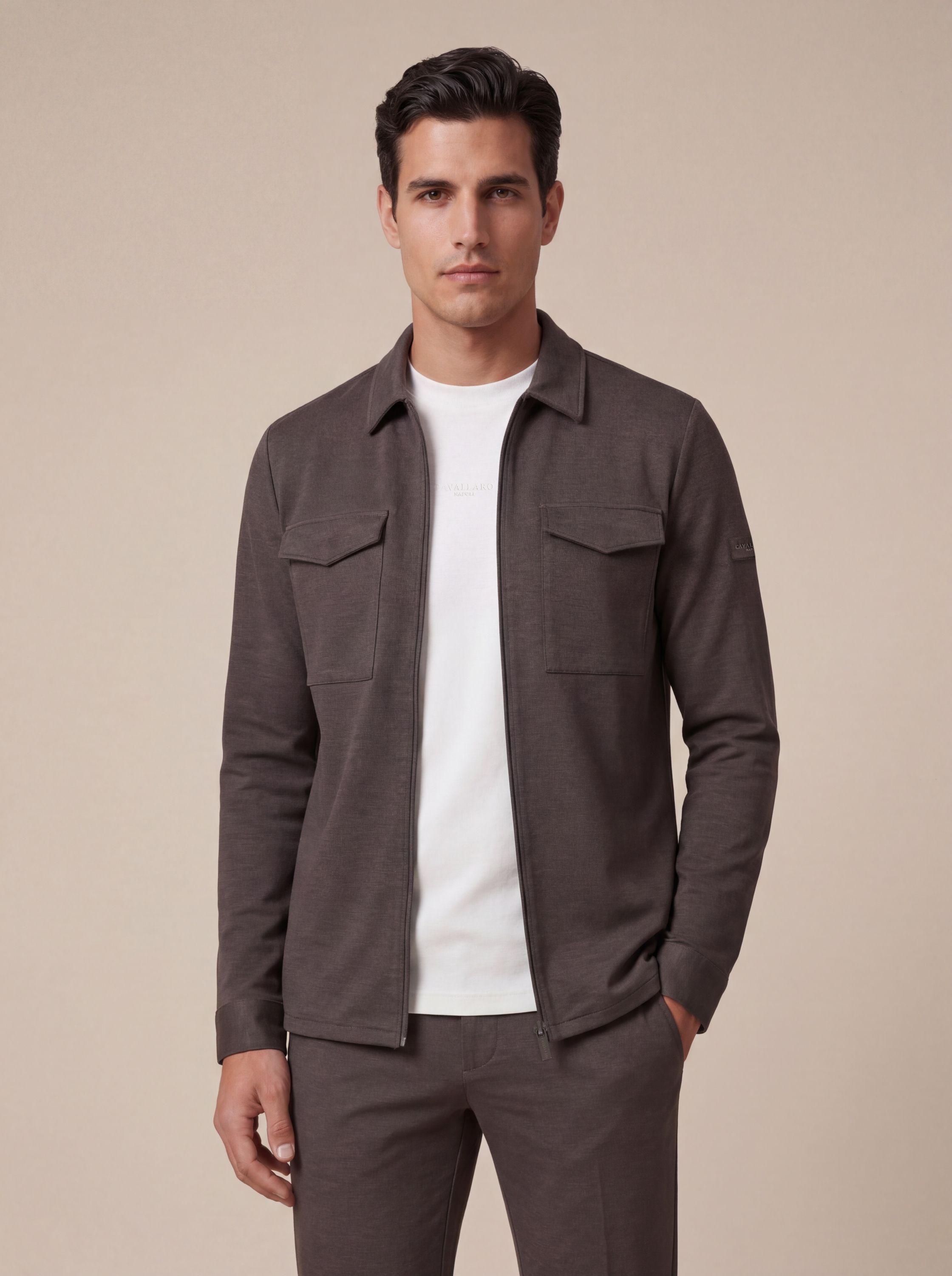 Zaverio Overshirt | Stylish Overshirt in Dark Brown Melange
